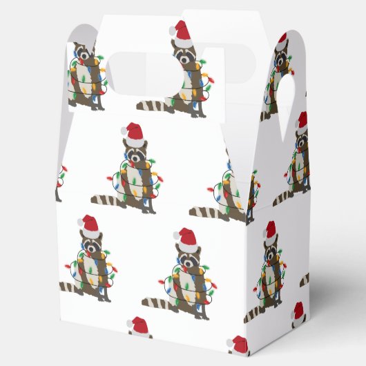 Ballotins Fantaisie Noël Raccoon Santa Hat Noël Lumières (Ouvert)