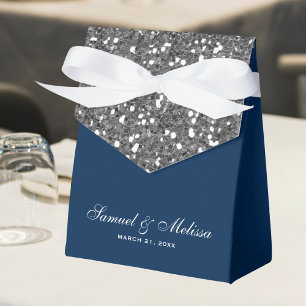 Ballotins Faux Argent Pailleté Bleu Marine Mariage