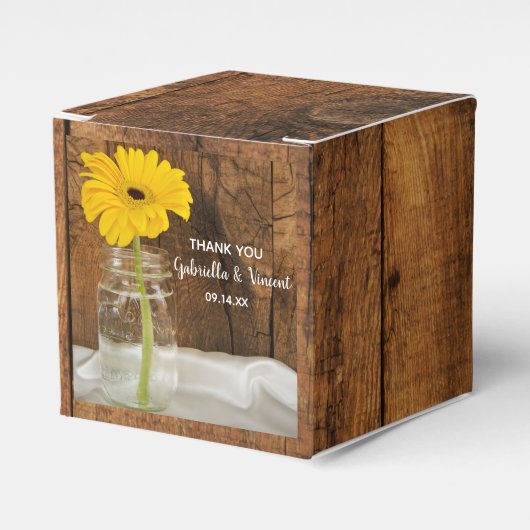 Ballotins Faux Barn Wood Mason Jar et Yellow Daisy Mariage (Verso)