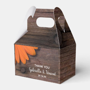 Ballotins Faux Barn Wood Rustic Orange Daisy Mariage