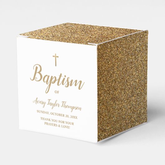 Ballotins Faux Gold Glitter Baptism with Cross Personalized (Verso)