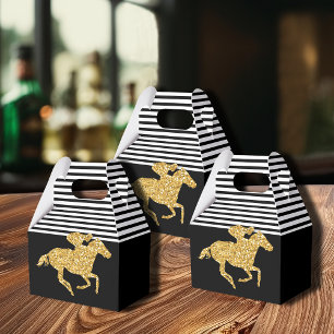 Ballotins Faux Gold Parties scintillant Race Horse Black Whi