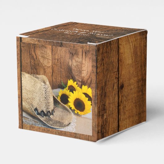 Ballotins Faux Wood, Sunflowers, cowboy Hat Wedding (Verso)