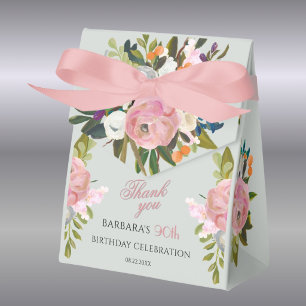 Ballotins Faveurs de 90e anniversaire aux fleurs peintes élé