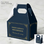 Ballotins Favor Boxes Navy Gold Art Deco 80th Birthday
