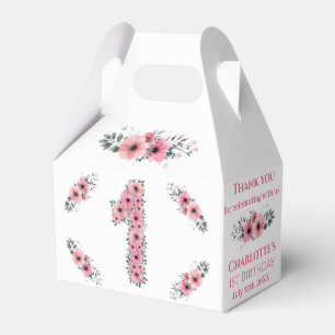 Ballotins FBig 1er anniversaire Fille vert Foliage rose Fleu