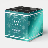 Ballotins Festif Blue Foil Snowflakes Monogramme Nom (Arrière)