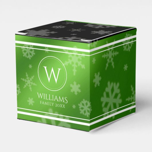 Ballotins Festif Green Foil Snowflakes Nom du monogramme (Verso)