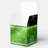 Ballotins Festif Green Foil Snowflakes Nom du monogramme (Ouvert)