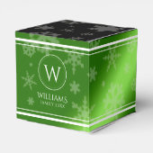 Ballotins Festif Green Foil Snowflakes Nom du monogramme (Arrière)