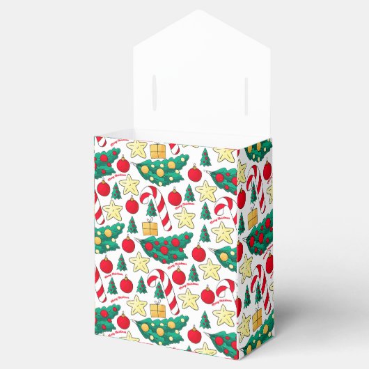 Ballotins Festive Christmas Pattern Favor Box (Ouvert)