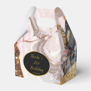Ballotins Fête d'anniversaire avec marbre d'agate rose, gris