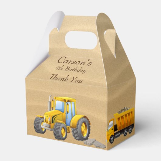 Ballotins Fête d'anniversaire, Camions de construction Jaune (Verso)