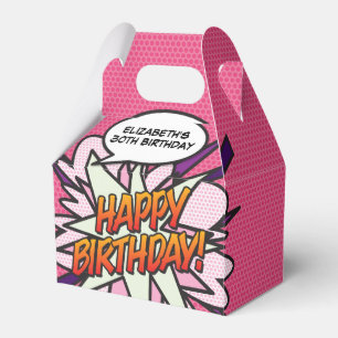 Ballotins Fête d'anniversaire de bande dessinée moderne rose