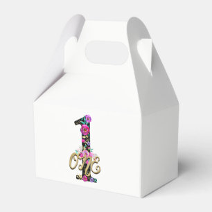 Ballotins Fête d'anniversaire ONE 1 an Fleurs noires Paillet