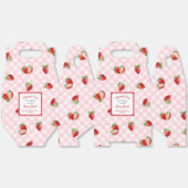 Ballotins Fête de bébé fille à la fraise avec Gingham rose (Déplié)