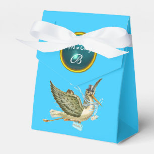 BALLOTINS FÊTE DE BÉBÉ GARÇON CIGOGNE PIERRE GEMME BLEUE MON