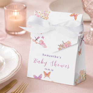 Ballotins Fête de naissance Fleur rose aquarelle papillon 