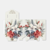 Ballotins Fête de Noël Blanc Fleurs rouges Vacances Élégante (Déplié)