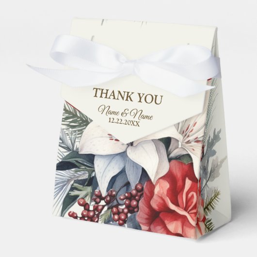 Ballotins Fête de Noël Blanc Fleurs rouges Vacances Élégante (Verso)