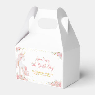 Ballotins Fête de premier anniversaire licorne florale rose