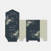 Ballotins Fête des mariées à bouquet floral blanc marine (Déplié)