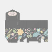 Ballotins Fête des mariées florale moderne rose gris (Déplié)