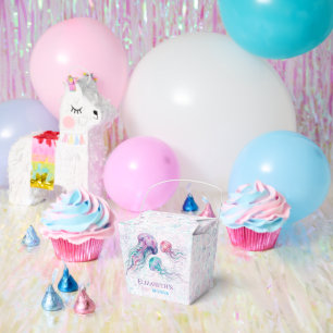 Ballotins Fête Prénatale Bébé Fille Méduses de Teal et Viole