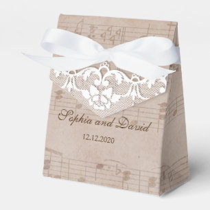 Ballotins Feuille de musique vintage et Mariage dentelle per