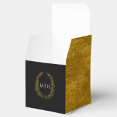 Ballotins Feuille ovale monogramme noir or blanc mariage (Ouvert)