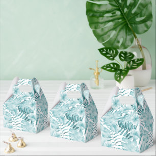 Ballotins Feuilles Florales Bleu Aqua Tropicales