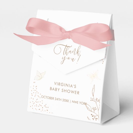 Ballotins Feuilles minimalistes d'or Baby shower papillon (Verso)