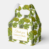 Ballotins Feuilles tropicaux Mariage Merci vert et or (Verso)