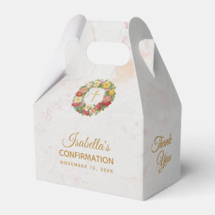 Ballotins Fille Confirmation Croix Rose Wreath Marble Floral