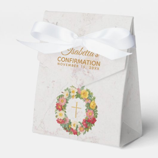 Ballotins Fille Confirmation Rose de la croix de marbre flor (Verso)