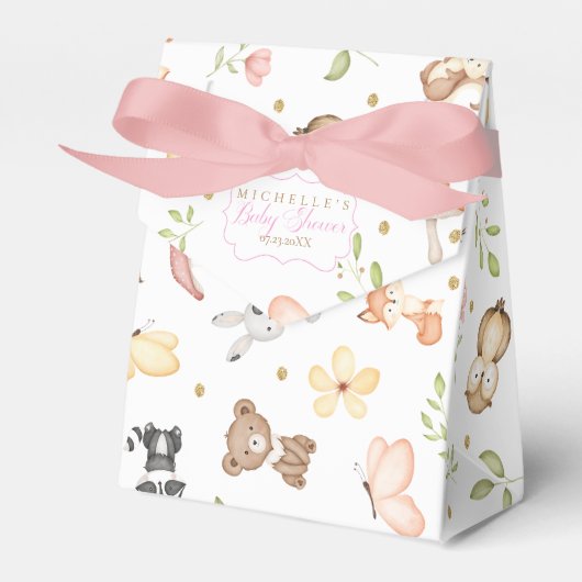 Ballotins Fille rose marron aquarelle animaux de la forêt (Verso)