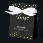 Ballotins Fin de semaine de bachelorette noir et or<br><div class="desc">Ces ballotins de design de parties scintillant d'or amusants sont parfaits pour les parties de Bachelorette week-end. Bravo à vos filles avec ces boîtes de fête personnalisées. Trouvez les articles correspondants dans ma boutique.</div>