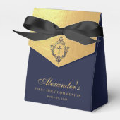 Ballotins First Communion Navy Blue Faux Gold Elegant Crest (Verso)