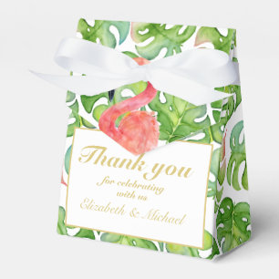 Ballotins Flamant rose tropical Palm Feuille MERCI vert rose