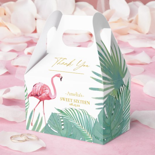 Ballotins Flamant rose tropical Palms Sweet 16 ID922 (Mariage)