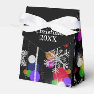 Ballotins Flammes de neige de Noël en argent sur noir