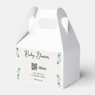 Ballotins Fleur aquarelle bleue bébé shower scan QR RSVP pa