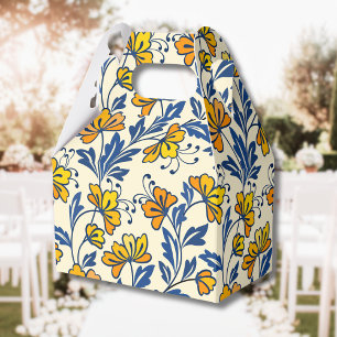 Ballotins Fleur Bleue Florale Folk Vintage Jaune Orange