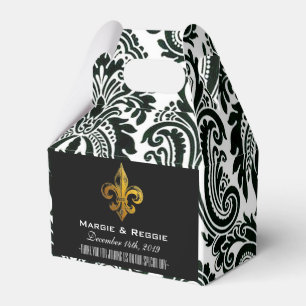 BALLOTINS FLEUR DE LIS PERSONNALISÉ NOIR BLANC & OR