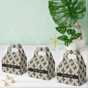 Ballotins Fleur de Lis, Vert sur Beige, Royal, Votre Nom