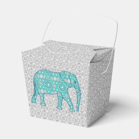 Ballotins Fleur mandala éléphant - turquoise, gris & blanc (Verso)
