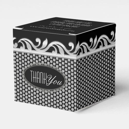 Ballotins Fleur Mariage noir blanc argent Merci (Verso)