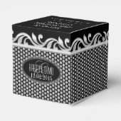 Ballotins Fleur Mariage noir blanc argent Merci (Arrière)