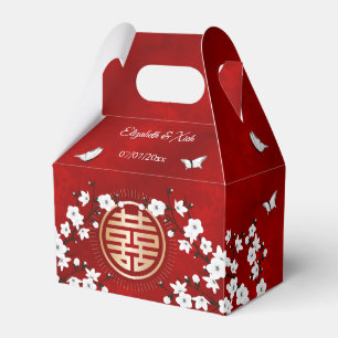 Ballotins Fleur orientale blanche rouge    Mariage chinois