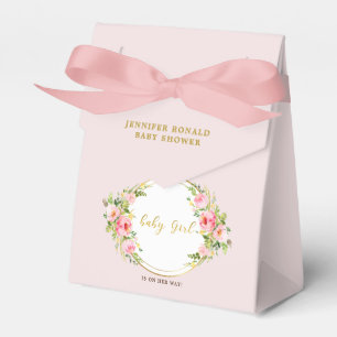Ballotins Fleur rose et or baby shower fille bébé